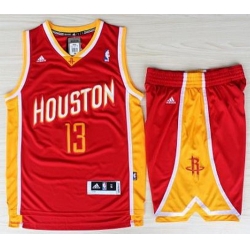 Houston Rockets 13 James Harden Red Throwback Revolution 30 Swingman Jerseys Shorts NBA Suits