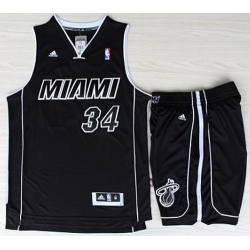 Miami Heat 34 Ray Allen Black With White Shadow Revolution 30 Jerseys Shorts NBA Suits