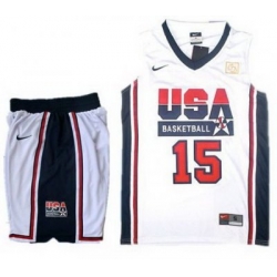 USA Basketball Retro 1992 Olympic Dream Team White Jersey & Shorts Suit #15 Carmelo Anthony