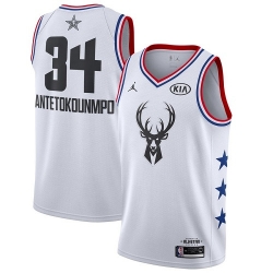 Bucks #34 Giannis Antetokounmpo White Basketball Jordan Swingman 2019 All Star Game Jersey