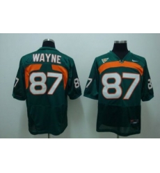 Hurricanes #87 Reggie Wayn Green Embroidered NCAA Jersey