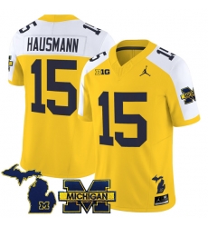 Men Michigan Wolverines 15 Ernest Hausmann Maize Alternate F U S E 2025 Vapor Limited Stitched Football Jersey Men Michigan Wolverines 15 Ernest Hausmann Maize Alternate F U S E 2025 Vapor Limited Stitched Football Jersey