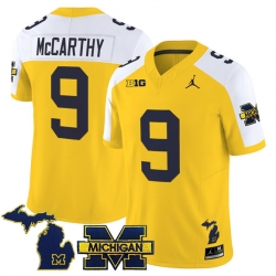 Men Michigan Wolverines  9 J J  McCarthy Maize Alternate F U S E  2025 Vapor Limited Stitched Football Jersey