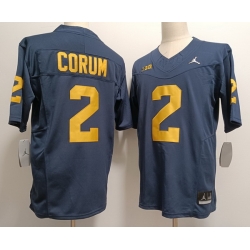 Men Women Youth Michigan Wolverines Blake Corum #2 Navy High School F U S E Stitched Diamond Jersey