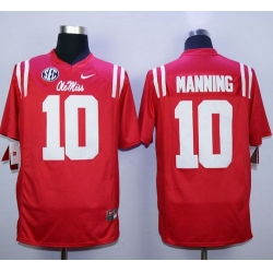 Durable Rebels #10 Eli Manning Red Stitched NCAA Jersey