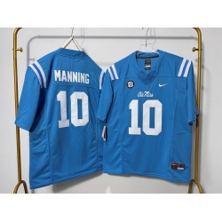 Men Ole Miss Rebels 10 Eli Manning Light Blue F U S E Stitched Jersey