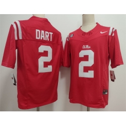 Men Ole Miss Rebels  2 Jaxson Dart Red F U S E  Stitched Football Jersey