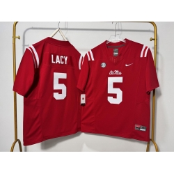 Men Ole Miss Rebels 5 Kewan Lacy Red F U S E Stitched Jersey