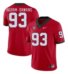 Men #93 Tyrion Ingram-Dawkins Georgia Bulldogs College Football Jerseys Stitched-Red