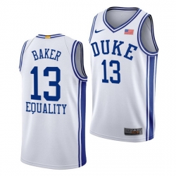 Duke Blue Devils Joey Baker White Equality Men Jersey