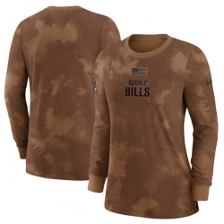 Women Buffalo Bills Brown 2023 Salute To Service Long Sleeve T Shirt