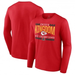 Men Kansas City Chiefs Red 2023 AFC Champions Hometown Not Done Long Sleeve T Shirt