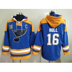 Men St. Louis Blues Brett Hull 16 Blue Stitched NHL Hoodie