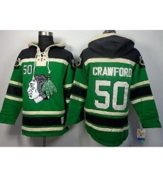 Chicago Blackhawks 50 Corey Crawford Green Lace-Up Hoodies