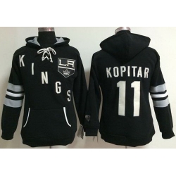 Los Angeles Kings 11 Anze Kopitar Black Women Old Time Heidi NHL Hoodie