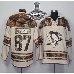 Men Pittsburgh Penguins 87 Sidney Crosby Cream Camo 2016 Stanley Cup Final Patch Stitched NHL Jersey