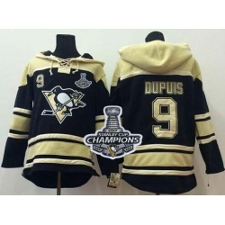 Men Pittsburgh Penguins 9 Pascal Dupuis Black Sawyer Hooded Sweatshirt 2017 Stanley Cup Finals Champions Stitched NHL Jersey