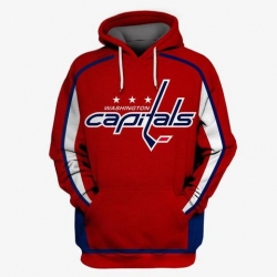 Men Washington Capitals Red All Stitched Hooded Sweatshirt