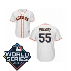 Mens Houston Astros 55 Ryan Pressly Replica White Home Cool Base Baseball jersey