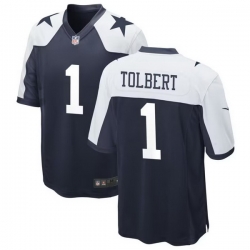 Dallas Cowboys 1 Jalen Tolbert Thanksgiving Blue Vapor Limited Jersey