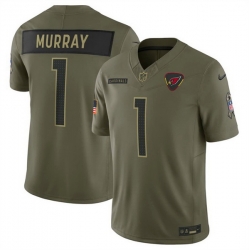 Men Arizona Cardinals 1 Kyler Murray Olive 2025 F U S E  Salute to Service Limited Stitched Football Jersey