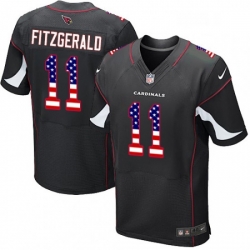 Men Nike Arizona Cardinals 11 Larry Fitzgerald Elite Black Alternate USA Flag Fashion NFL Jersey