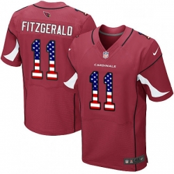 Men Nike Arizona Cardinals 11 Larry Fitzgerald Elite Red Home USA Flag Fashion NFL Jersey