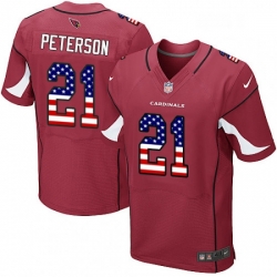 Men Nike Arizona Cardinals 21 Patrick Peterson Elite Red Home USA Flag Fashion NFL Jersey