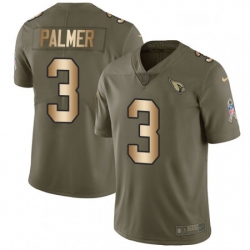 Men Nike Arizona Cardinals 3 Carson Palmer Limited OliveGold 2017 Salute to Service NFL Jersey