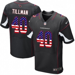 Men Nike Arizona Cardinals 40 Pat Tillman Elite Black Alternate USA Flag Fashion NFL Jersey