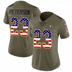 Womens Nike Arizona Cardinals 23 Adrian Peterson Limited OliveUSA Flag 2017 Salute to Service NFL Jersey