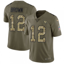 Youth Nike Cardinals #12 John Brown Olive Camo Stitched NFL Limited 2017 Salute to Service Jersey