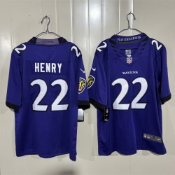 Men Baltimore Ravens  22 Derrick Henry Purple 2026 Vapor Stitched Limited Football Jersey