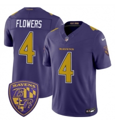 Men Baltimore Ravens  4 Zay Flowers Purple 2026 F U S E  Alternate Vapor Stitched Limited Football Jersey