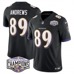 Men Baltimore Ravens 89 Mark Andrews Black F U S E 2024 AFC North Division Champions Vapor Limited Football Jersey