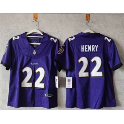 Women Baltimore Ravens 22 Derrick Henry purple Vapor Football Jersey 