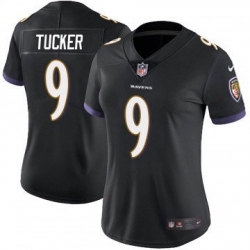 Women Baltimore Ravens 9 Justin Tucker Black 2023 F U S E Vapor Jersey