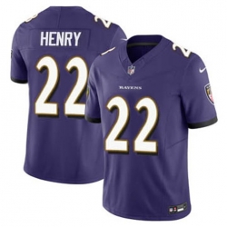 Youth Baltimore Ravens 22 Derrick Henry 2023 F U S E Purple Vapor Limited Football Stitched Jersey