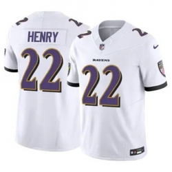 Youth Baltimore Ravens 22 Derrick Henry 2023 F U S E White Vapor Limited Football Stitched Jersey