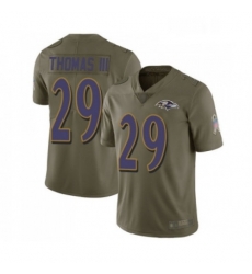 Youth Baltimore Ravens 29 Earl Thomas III Limited Olive 2017 Salute to Service Football Jersey