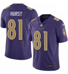 Youth Nike Baltimore Ravens 81 Hayden Hurst Limited Purple Rush Vapor Untouchable NFL Jersey