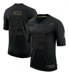 Men Buffalo Bills 12 Jim Kelly Black Limited 2020 Salute To Service Jersey