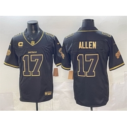 Men Buffalo Bills 17 Josh Allen Black Gold 2025 F U S E Rivalries With 4 Star C Patch Vapor Limited Stitched Football Jersey