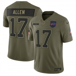 Men Buffalo Bills 17 Josh Allen Olive 2025 Salute to Service Limited Stitched Football Jersey