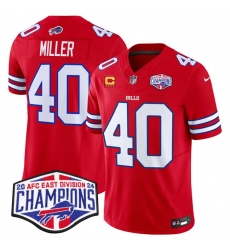 Men Buffalo Bills 40 Von Miller Red F U S E  2024 AFC East Division Champions With 4 Star C Ptach Vapor Limited Stitched Football Jersey