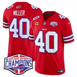 Men Buffalo Bills 40 Von Miller Red F U S E  2024 AFC East Division Champions With 4 Star C Ptach Vapor Limited Stitched Football Jersey