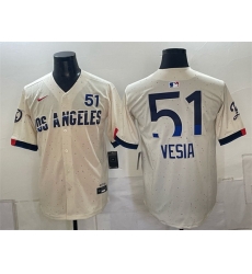 Men Los Angeles Dodgers  51 Alex Vesia Cream 2024 City Connect Limited Stitched Baseball Jersey