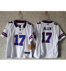 Women Buffalo Bills 17 Josh Allen White 2023 F U S E  Vapor Untouchable Limited Stitched Football Jersey 