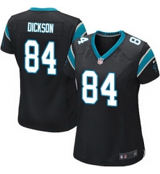 Nike Panthers #84  ED Dickson Black Team Color Women Stitched NFL Jersey