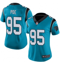 Nike Panthers #95 Dontari Poe Blue Womens Stitched NFL Limited Rush Jersey